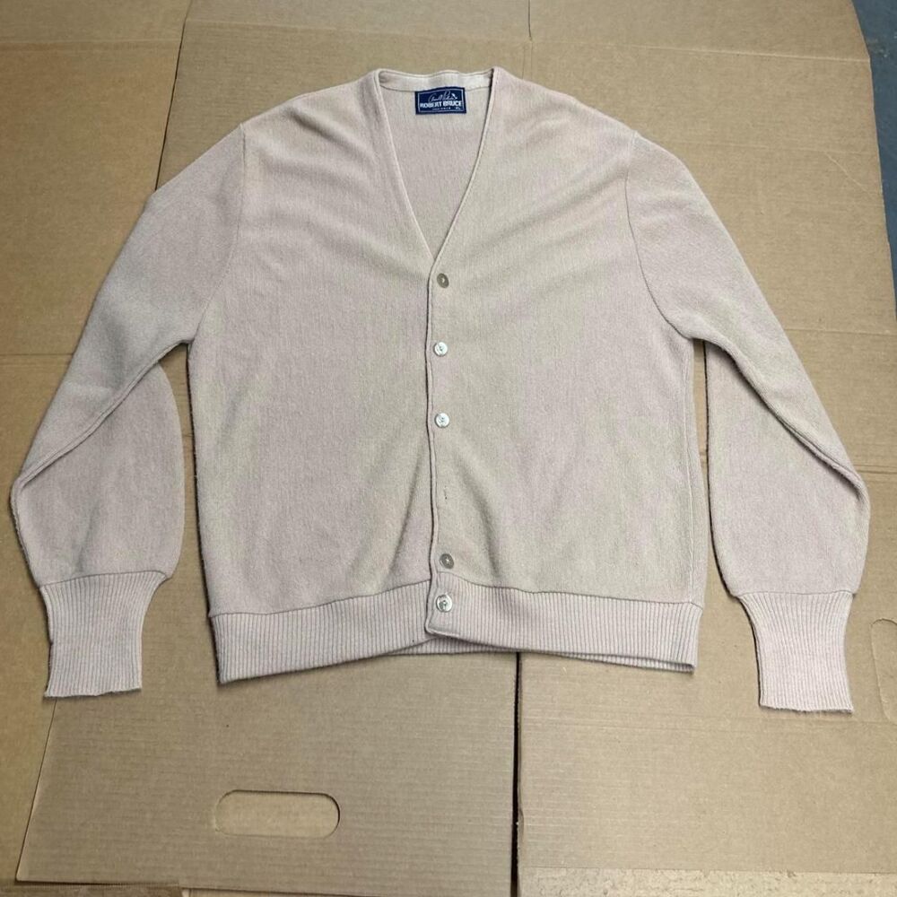Vintage 70s 80s Arnold Palmer Cardigan Sweater Oatmeal Robert Bruce XL